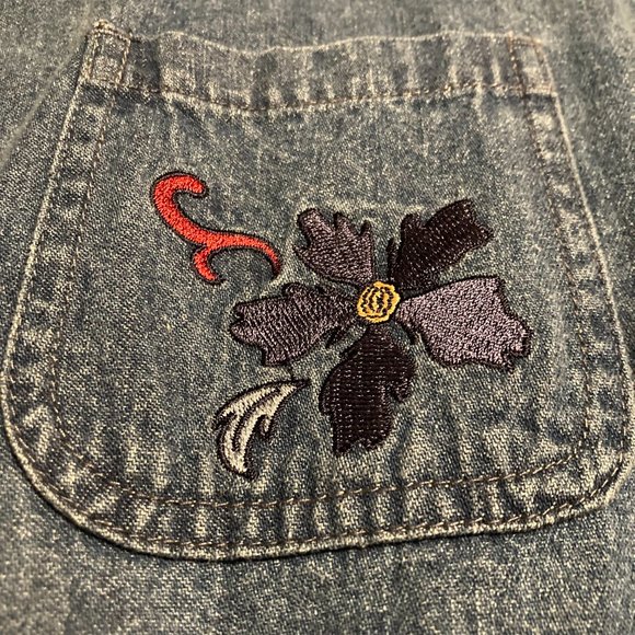 NWOT Vintage Breckenridge Denim Embroidered Long Sleeve Top Size L - Picture 8 of 15